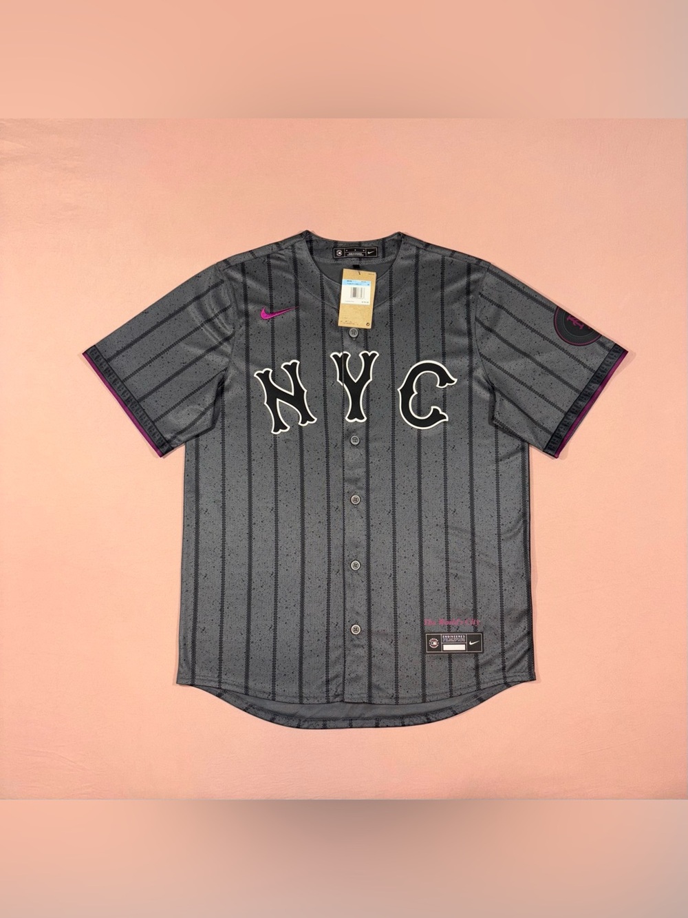 Men’s Nike New York Mets City Connect MLB Jersey Gray Size MEDIUM
